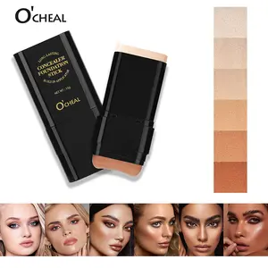 Dual -Ended Concealer Foundation Stick, 2-in-1 Long-Lasting Foundation and Concealer with Brush, Creamy Full Coverage for Dark Circles & Blemishes, Hydrating Olive & Camellia