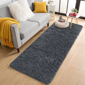 2x6 Machine Washable Runner Rugs for Hallway, Soft Shaggy Bedside Rugs for Bedroom, Living Room, Indoor Carpet for Kids Girls and Boys, Nursery Rooms, Home Decor, Grey