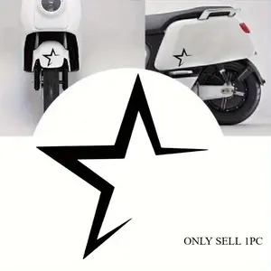 1PC Commute Minimalist Decor-Style Star Logo Sticker For Bicycles/Car Rearview Mirrors/Commute Bags/Notebooks Sleek star elements add commute cool personalized vibe Car & Commute Item Personalized Decor Car Decorative Sticker