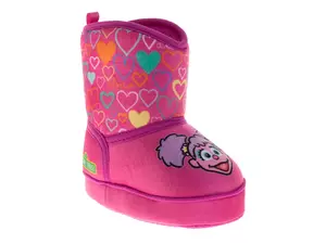 Josmo Toddler's Officially Licensed Sesame Street Slipper Boots, Plush Slip-On Style with Elmo & Cookie Monster