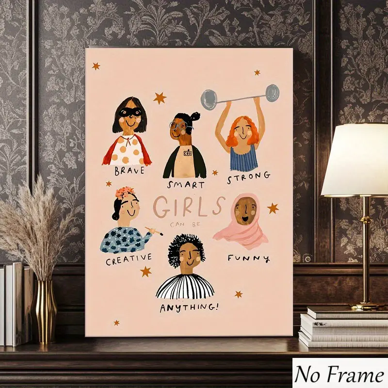 Empowering Girls Wall Art Poster, Modern Style Inspirational Decor for Living Room, Bedroom, Girl's Room, Perfect Gift for Girls