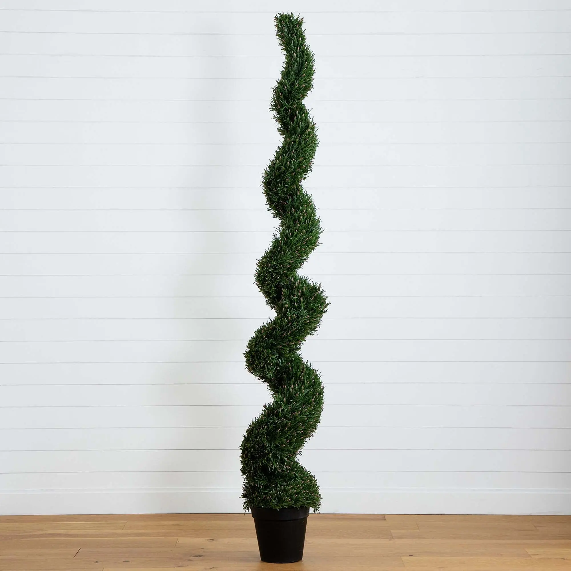 8' UV-Resistant Plastic Artificial Rosemary Spiral Topiary Tree - Elegant Nursery Decoration, Natural Look Plant Decor, Indoor/Outdoor All-Season Porch Balcony Accent (Home Supplies)