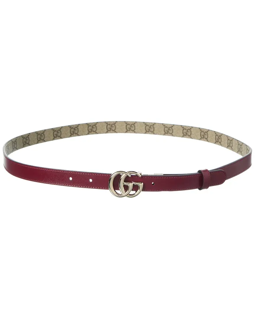 Gucci GG Marmont Thin Reversible GG Supreme Canvas & Leather Belt