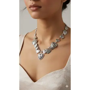 Antique Chain Heart Charm Necklace – Vintage Gold & Silver Jewelry