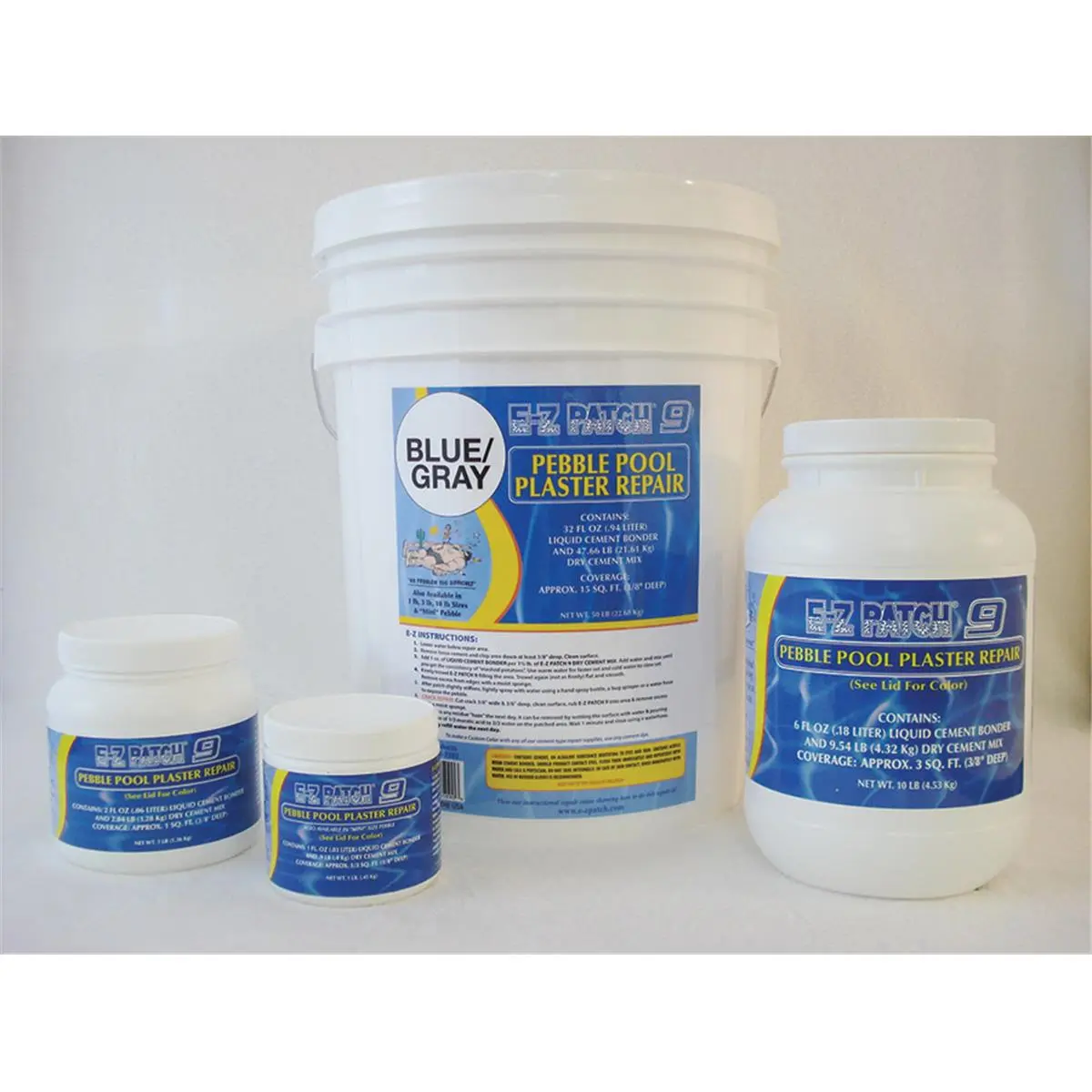E-Z Patch Adhesive - 1 lbs Harbor Gray Mini Pebble Plaster, Waterproof, Cold Weather Repair for Aquatic Fitness Equipment Maintenance, Can