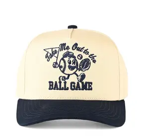 CC Take me out to the Ball Game Embroidery Two Tone Navy Blue Stripe Baseball Cap