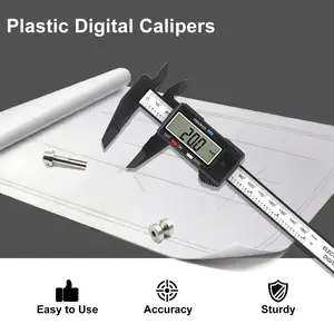 Electronic Digital Caliper with Large LCD Display, Plastic Vernier Measuring Tool, Inch/mm Conversion, 1 Count