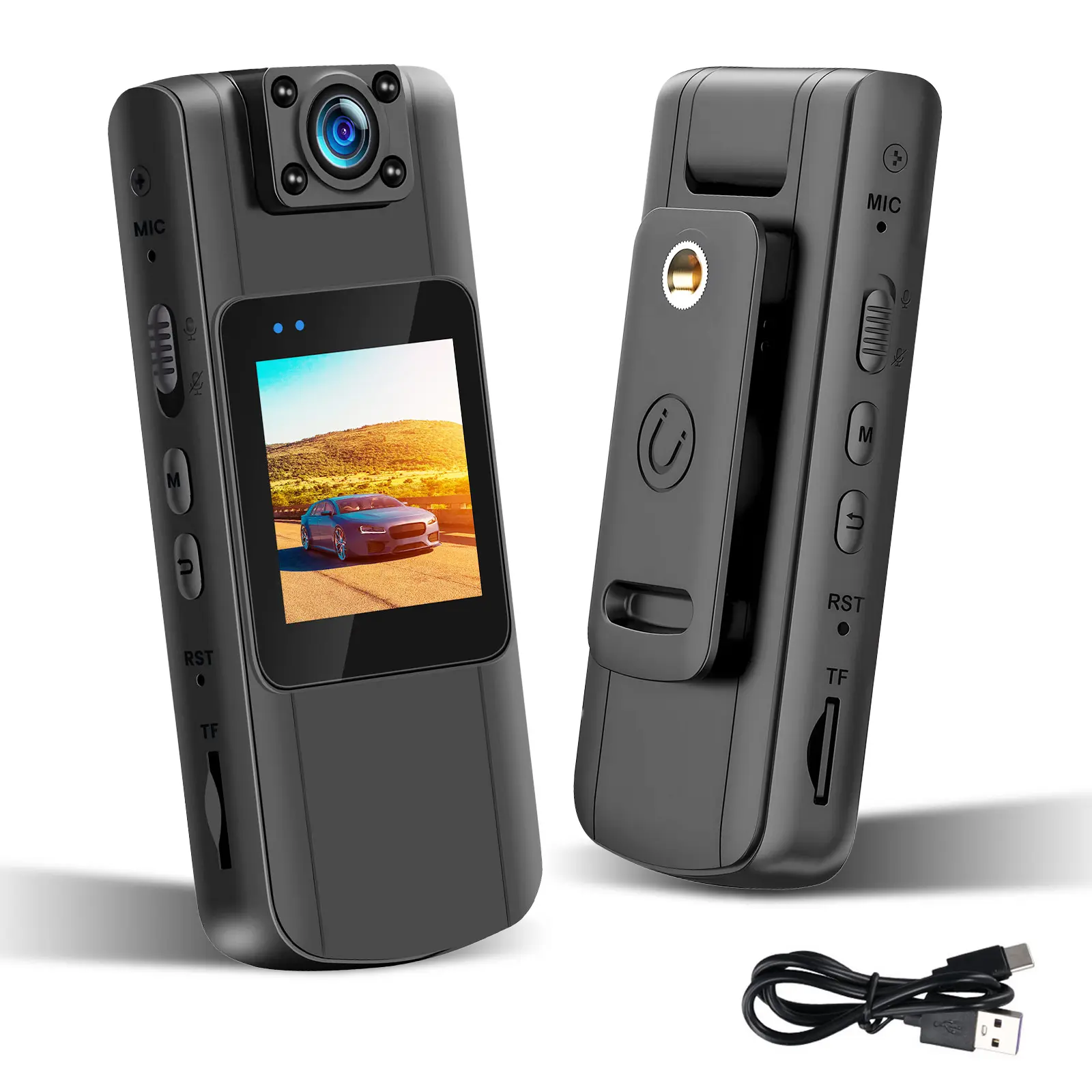 Portable Body Camera for Teachers - 1080P WiFi Digital Camera with 180° Rotatable Lens, Built-in LCD, 5Hrs Battery, Night Vision, 1-Button Operation, USB-Enabled Wearable Security Recording Vlogging Gear