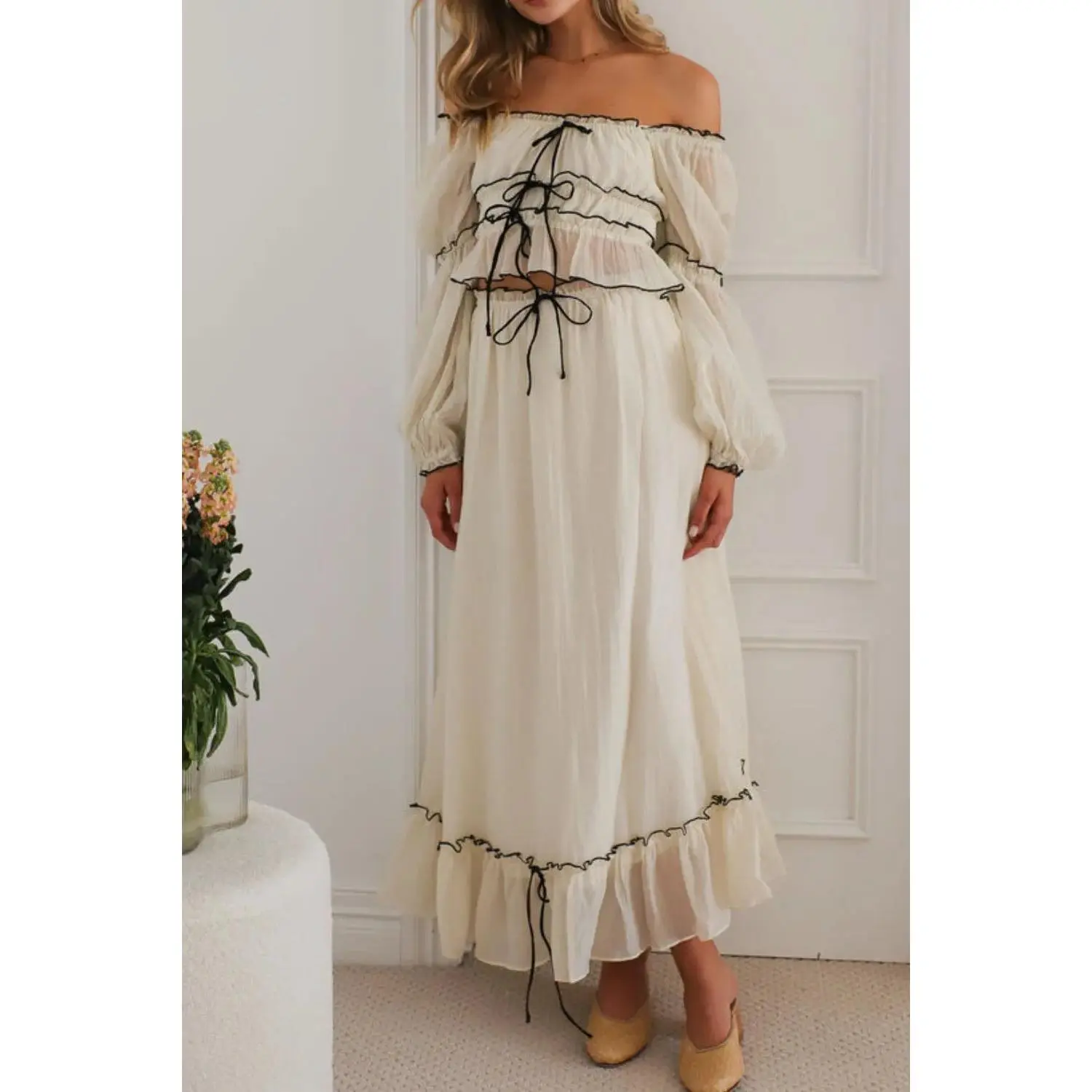 Off-Shoulder Top and Skirt Set