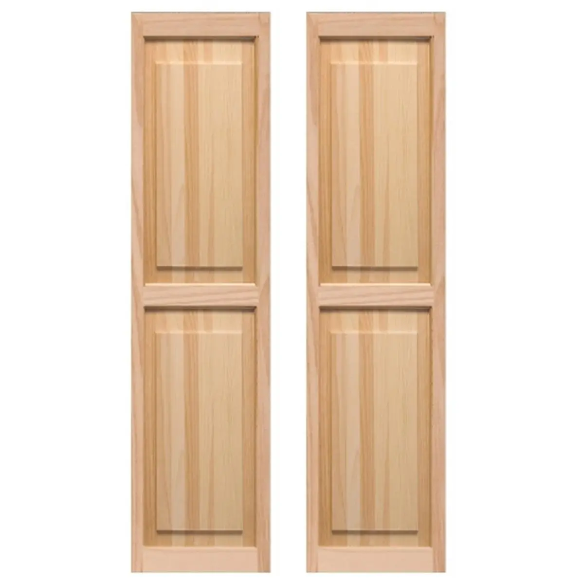 212 MAIN Pinecroft SHP39 Raised Panel Exterior Window Shutters, 15x39 in Glued Frame, Unfinished Pine, Stylish Heavy-Framed, Ready for Installation, Decorative Hardware Available