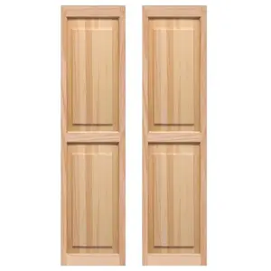 212 MAIN Pinecroft SHP59 Exterior Raised Panel Window Shutters - 15x59 in., Heavy Frame, Unfinished, for Baby Room Decoration