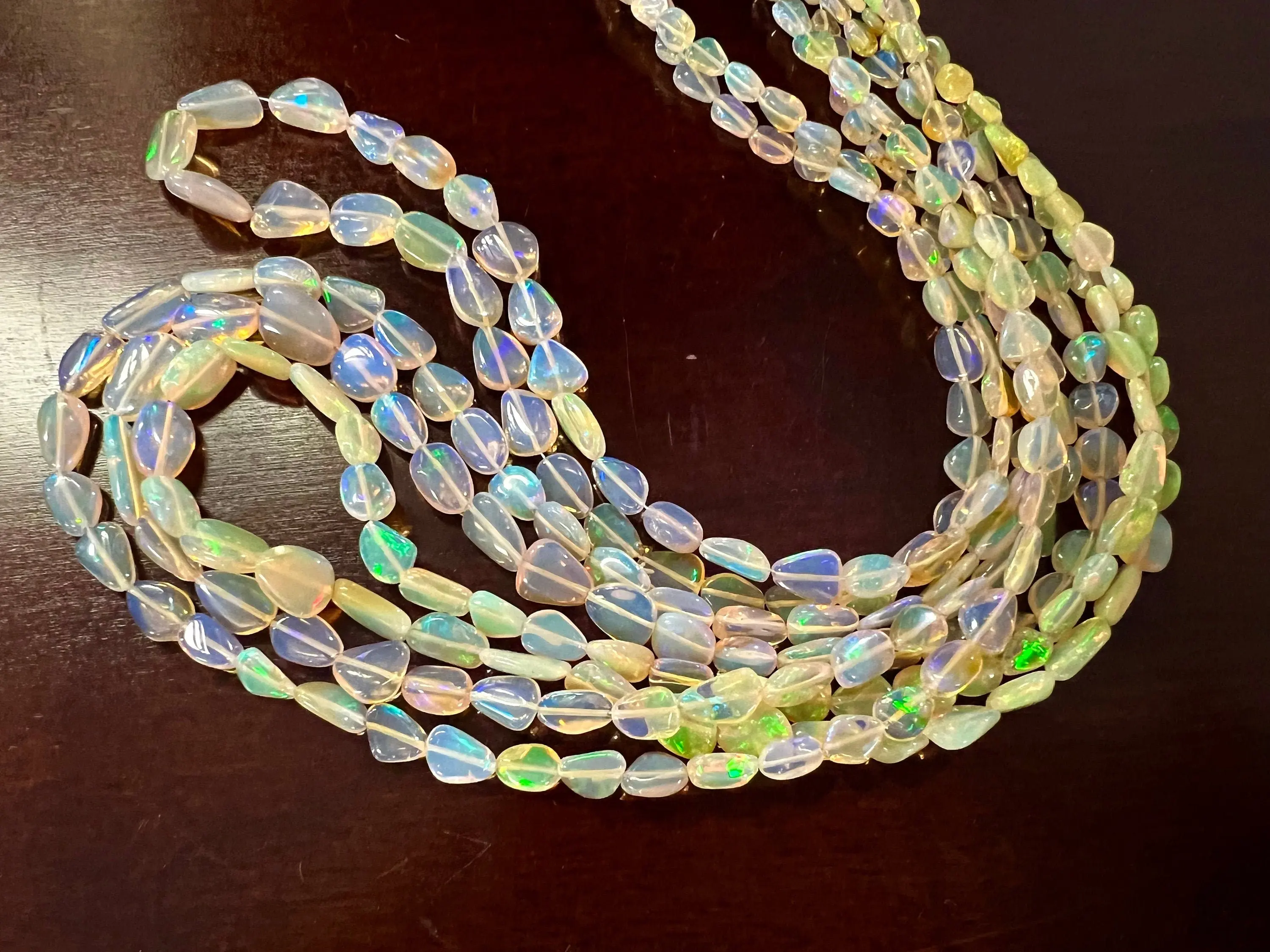 Genuine Ethiopian Fire Opal , Welo Opal 5-11mm graduated smooth free form nugget AAA quality fiery Opal for jewelry making, 8" , 16" strand