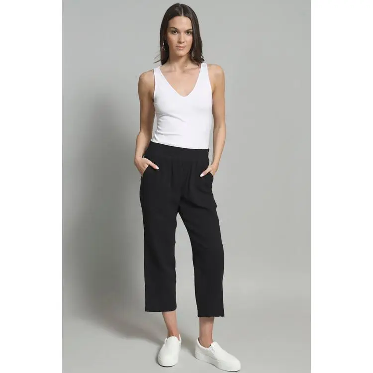 Pucker Gauze Cropped Jogger
