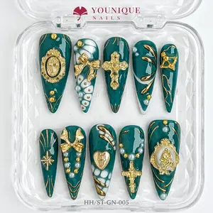Younique Nails | 10PCS 100% Handmade Press-On Nails | Reusable Colorful Art acrylic stylish 3D