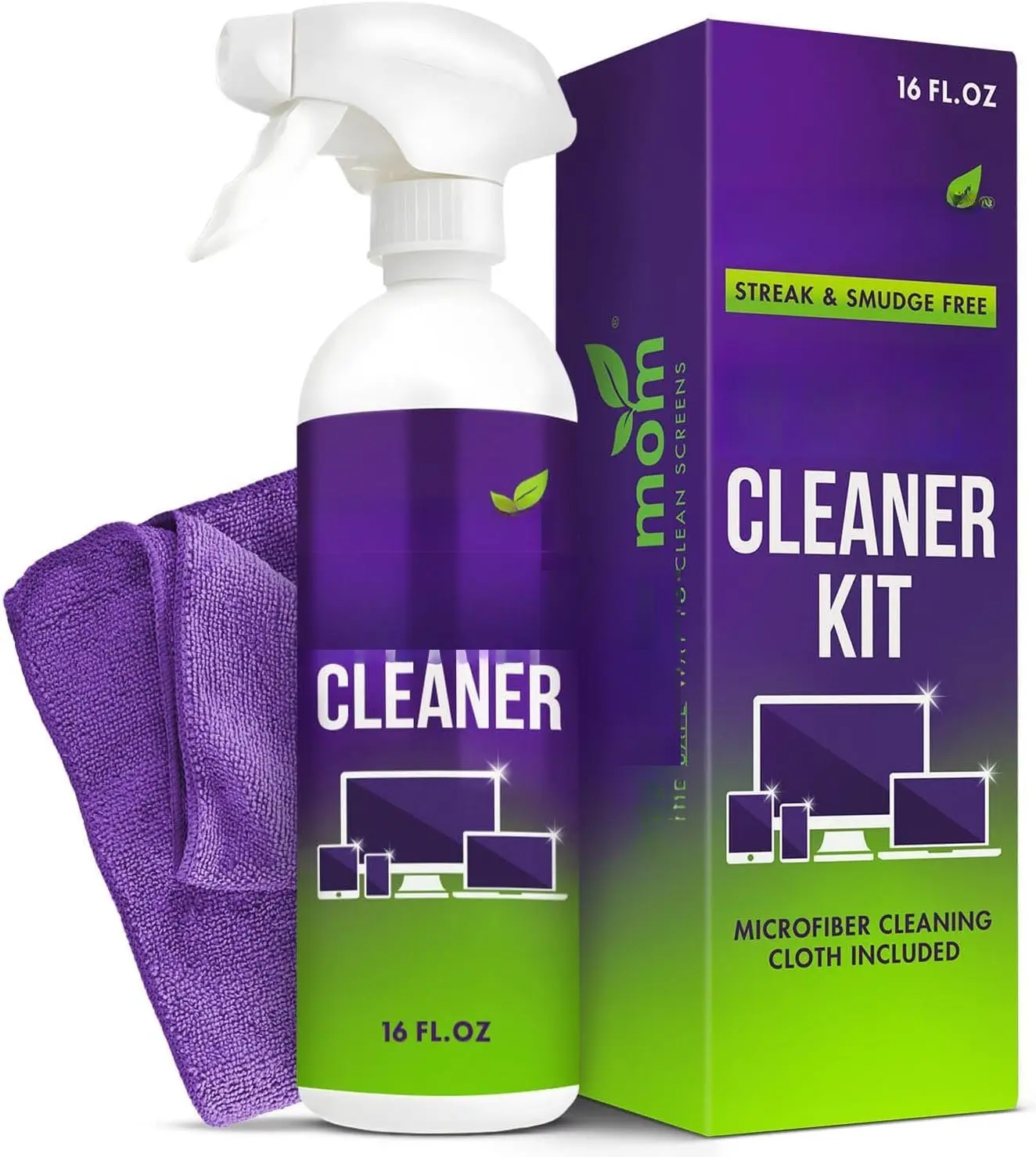 Cleaner Spray and Microfiber Cloth 16oz  Cleaner Spray and Wipe for TV, Laptop, Computer, Phone, iPad,   Cleaning Kit  Cleaner Spray