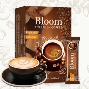 Bloom Collagen Coffee, Organic Coffee Powder 1% Collagen, Instant Coffee for Women and Men (5g*12)