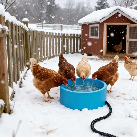 【Crazy Clearance】Waterproof Heated Water Bowl for Chickens, 108oz/0.85 gal Large Capacity, 30W Heater, Farm Animal Feeding Tool for Geese, Winter Bird Bath Use, 0.85 Gallon Capacity