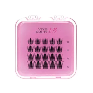 VEYESBEAUTY VB-Mini Pack Trial Size One Style Per Box Low-Risk Sample Lightweight Segmented Cluster Lashes Ultra-thin Invisible Band Faux Mink Eyelash for Beginner-Friendly DIY Self Makeup at Home