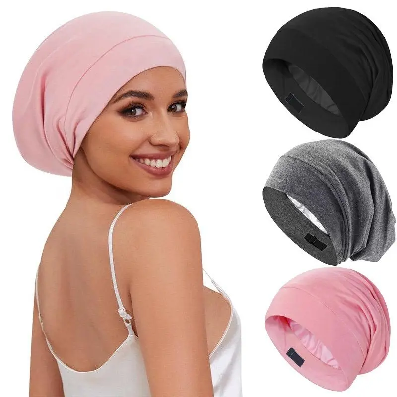 Adjustable Satin-Lined Sleep Cap - Smooth, Lightweight Haircare Beauty Product for All Hair Types, Daily Comfortable Hair Protection Bonnet, Summer Sports Headband Accessory