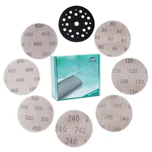 Mesh 5 inch 6 inch Sanding Discs 35 count Hook and Loop Sanding Discs, Dust-Free, Ideal for Metal, , Composites, Stock Removal, and Fine Finishing (6in, Assorted Grits & Pad)Quesear