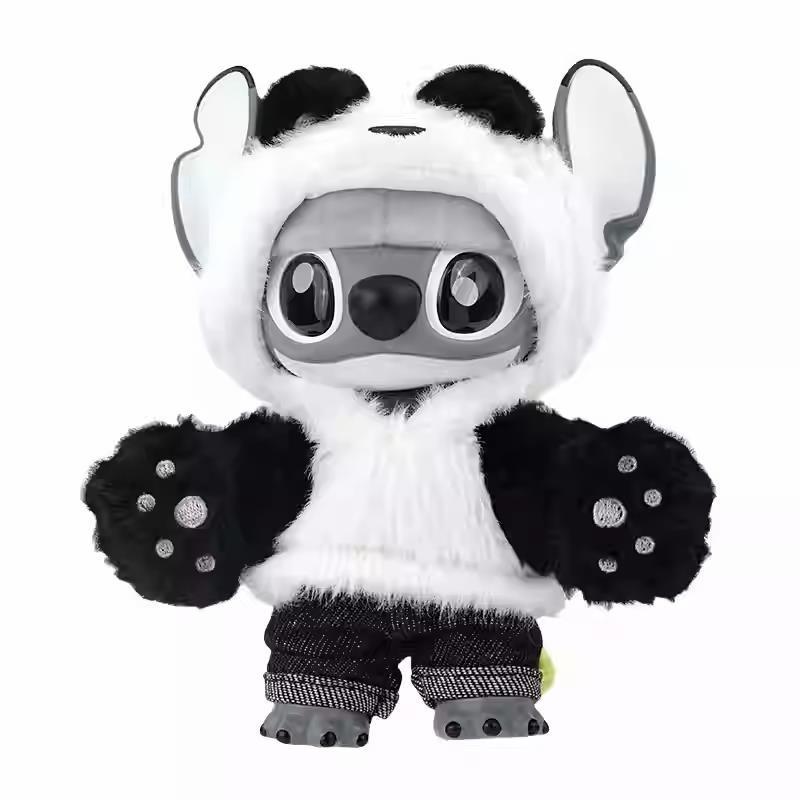 【Holiday Gift】Disney Stitch Gen Z Street Style Series – Hang Card Edition Panda Plush | Removable Gloves & Fashion Outfits for Customizable Fun! A Poseable Collectible Blending Cool & Cute, Perfect Gift for Stitch Lovers.