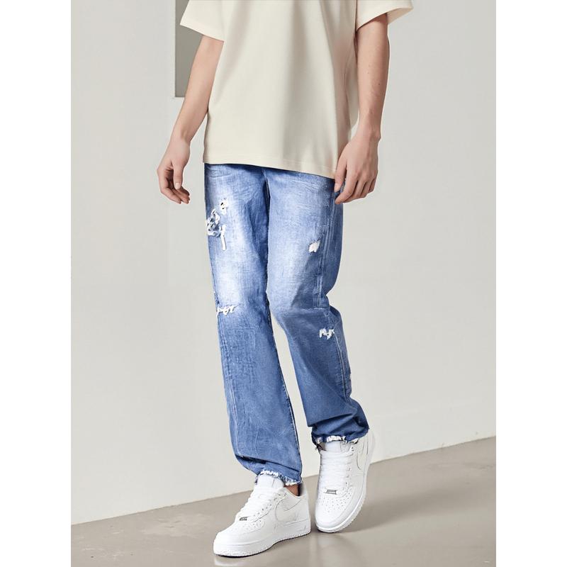 Womens Straight Leg Jeans Button Down Low Rise Ripped Jeans Plus Size Boyfriend Distressed Denim Pants with Pockets