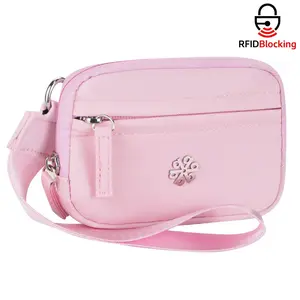 questAll Waterproof RFID Wristlet Wallet - Lightweight Nylon Coin Purse with Multi-Zipper Card Holder