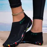 Women's Water Shoes with Wide Toe and EVA Sole, Elastic Knit Upper, Soft Comfortable Lightweight Swimming Shoes, Eva Beach Shoes, Water Sports Footwear