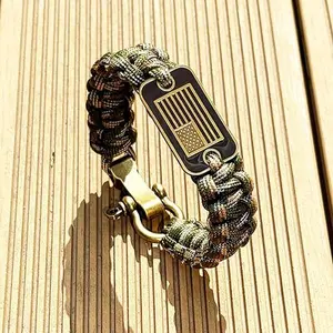 Freedom Forge Bracelet with American Flag Tag and Durable Paracord Design for Outdoor Enthusiasts