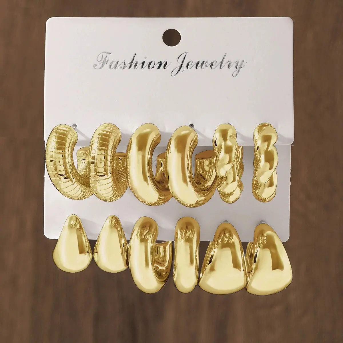 6pcs Stainless Steel Waterdrop Hoop Earring Set for Women European and American Minimalist Smooth Circle Drop Earring Jewelry
