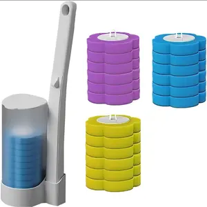 Disposable Toilet Brush, Disposable Toilet Brush Cleaning System, with 36-Pack Replacement Heads in Three Colors, Suitable for Toilets, Bathrooms, and Sink Surfaces