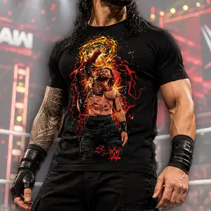 Roman Reigns Cartoon T-Shirt, Tribal Chief Wrestling Streetwear Style, Casual Outfit for WWE Fans, Unisex Style Men Women