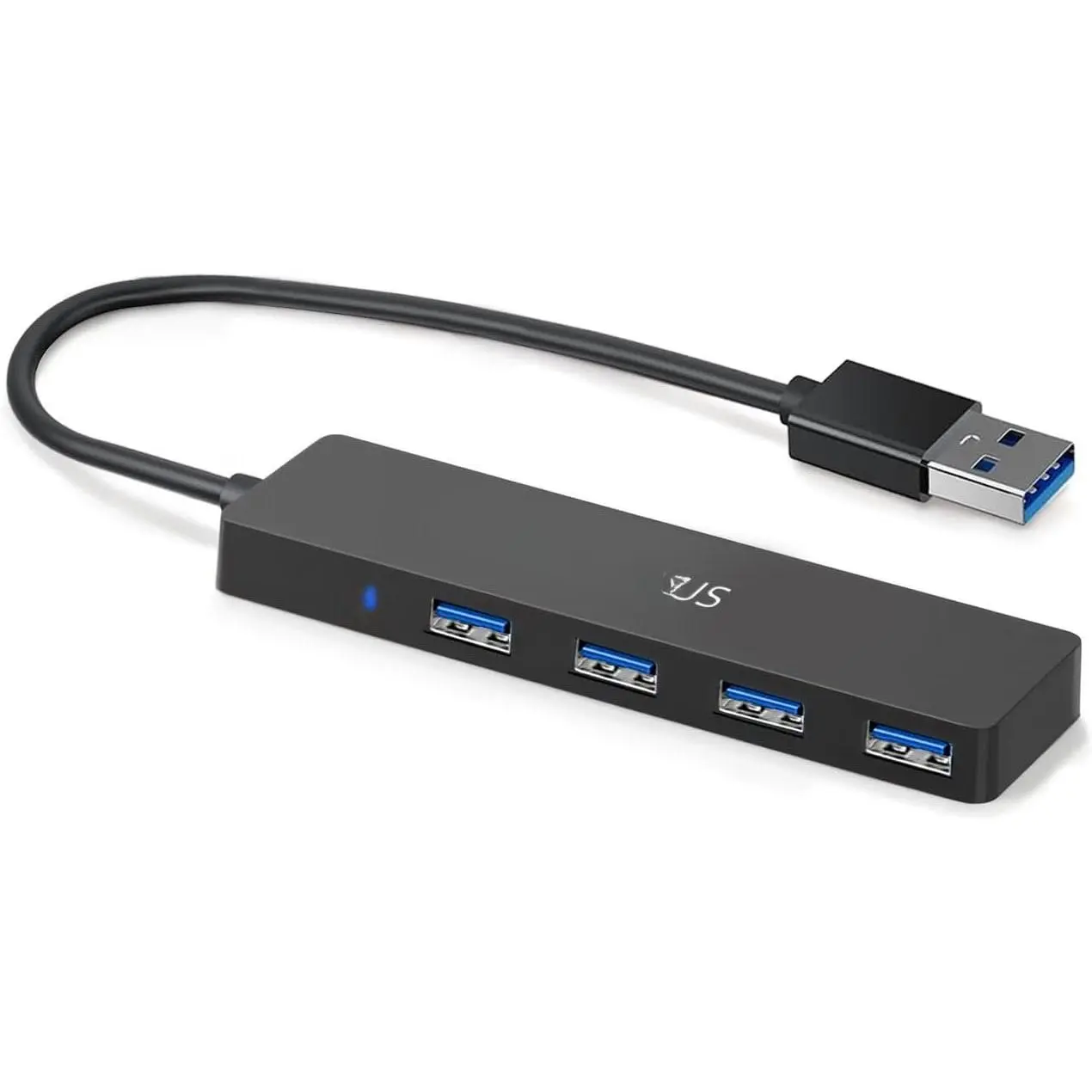 4-Port Portable USB 3.0 Hub - Ultra-Slim Durable Design Data Transfer Hub for PC Users, Laptop Work, Multi-Platform Compatible, Backward Compatible, Overload Safe, 0.59ft (U1)