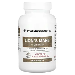 Real Mushrooms Lion's Mane, Mushroom Extract Powder, 120 Capsules