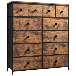 Raybee Tall 12-Drawer Fabric Dresser, Storage Dresser & Chest of Drawers with Sturdy Metal Frame, Fabric Drawer Dresser Organizer Unit & Storage Tower for Bedroom, Closet, Living Room, Entryway; Space-Saving Furniture for Apartments, Dorms & Rental Homes