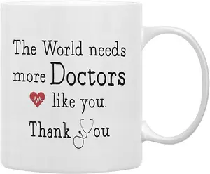 QASHWEY Doctor Mug, Doctor Gifts Coffee Mugs, DoctorAppreciation Gifts, Doctors Tea Cup Gift for Women Men, The World Needs More Doctors Like You DoctorCoffee Cups Ceramic 11oz