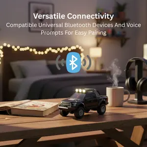 Monster Truck Shaped Model Portable Wireless Party Speaker WS589 with LED Light Enhanced Bass USB TF Playback FM Radio Hands-Free Calls for Universal Devices Cell Phones Models Durable Rechargeable Battery Compact Design