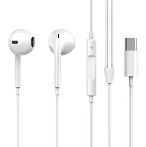 Wired Earphones, Music Earbuds, Portable Wired Earplugs with Microphone and Volume Control, Universal In-ear Headphones for Type C Devices and Android
