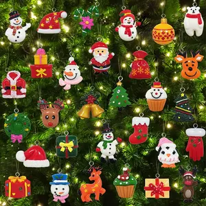 30Pcs Mini Christmas Ornaments for Mini Tree Decorations Small Christmas Ornaments Resin Miniatures for Craft Christmas Decor kockuu