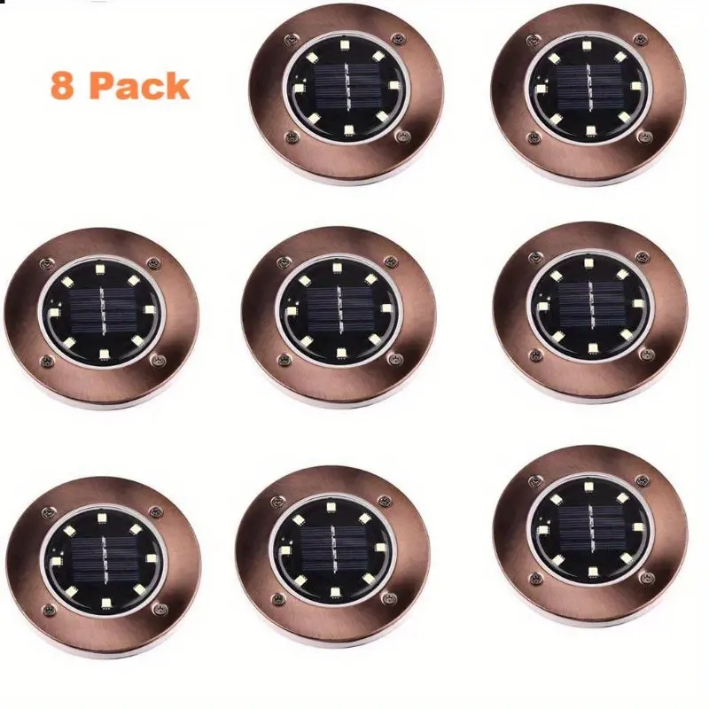 Outdoor In-Ground Lights Solar Disc Lights Outdoor Solar Garden Lights In Ground Solar Landscape Light 8 Pack 8 led for Pathway Yard Patio Walkway