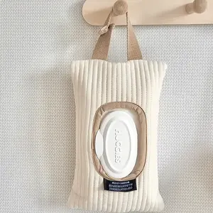 1-Pack Cute Stroller Tote with Wet Wipe Holder - Portable Fabric Storage Bag for Car, Home & Travel, Easy-Access Front Pocket, Ergonomic Handle, Khaki/, Stroller Storage Bag