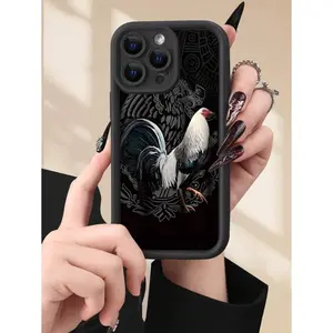 1pc Red-Beaked Rooster 2D Print Personalized Stylish Phone Case, Suitable As Birthday, Christmas, Couples, Matte Soft Full Protective Shell Compatible With IPhone 17 proamx/16/15/14/13/12/11  Waterproof Shockproof Anti-Fall Scratch Resistant