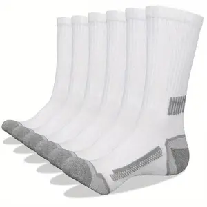 5pack  Men's large-sized basketball sport pure color mid-calf socks in black, white and gray