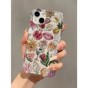 Bubble Pearl Pomegranate Lip Pattern Full TPU Shockproof Phone Case, compatible with iPhone 17/16/15/14/13/12/11/X/XS/XSMAX, drop-resistant and scratch-proof, holiday gift, suitable for friends, family, or personal use
