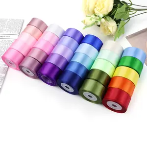 5 Rolls 10 Yard Satin Ribbon, 1 Inch Wide Pure Color Ribbons, Wedding Flower Bouquet Packaging Gift Wrapping Hair Clips Crafts Ribbon Decoration Diy Decorative Ribbon