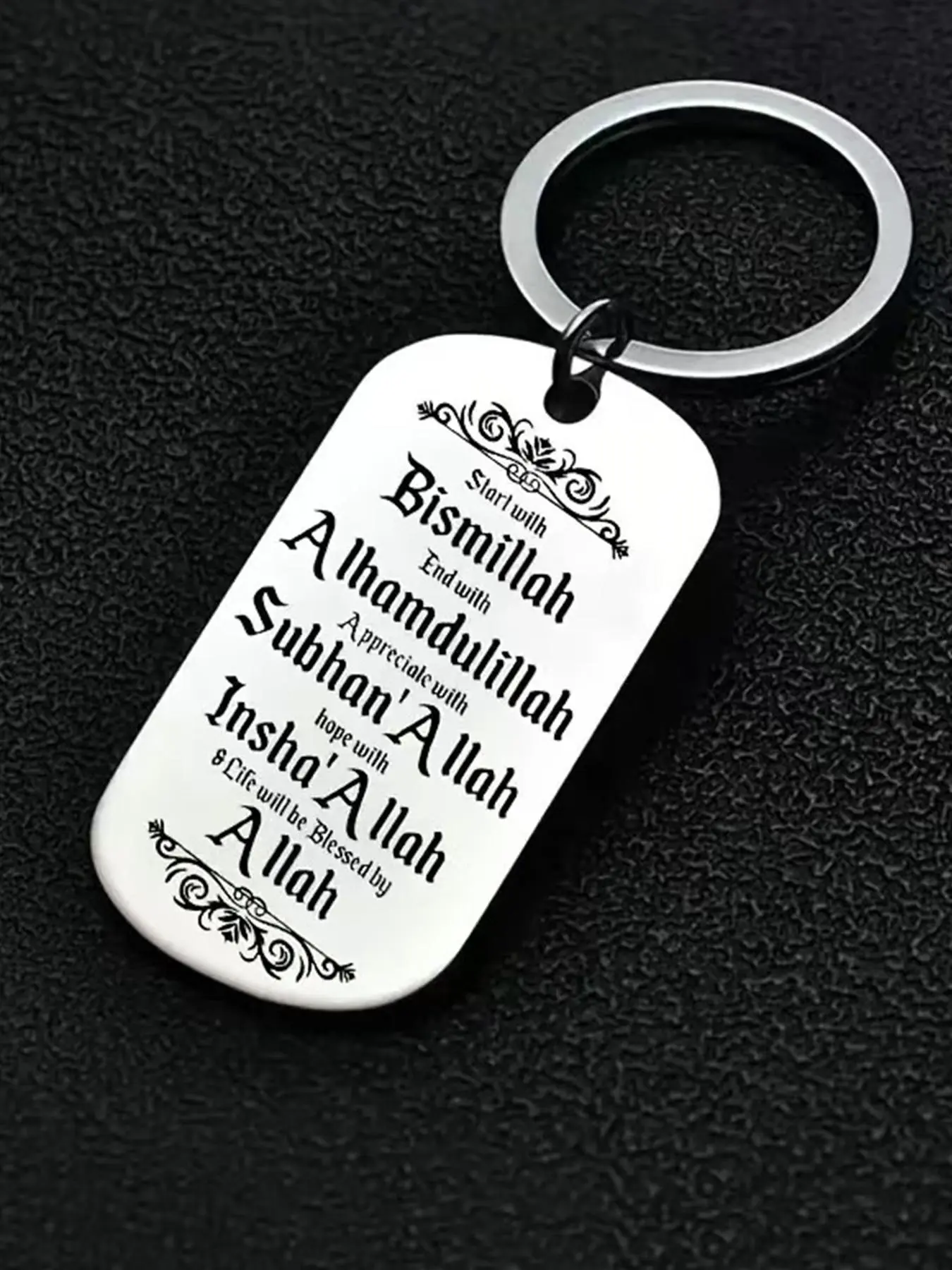 Stainless Steel Keychain, Keyring, Metal Keychains, Durable Islamic Allah Letter Pattern Blessing Keychain, Fashion Accessories for Men & Women, Ideal Gift for Friends, Classmates, Colleagues and Family, Mother's Day Gift