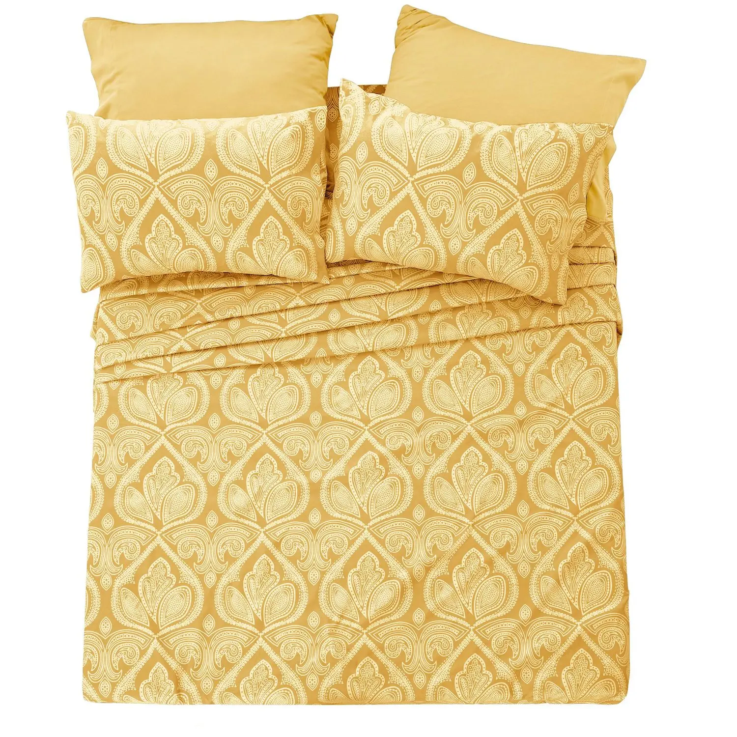 6/4 Piece Paisley Bed Sheet Set – Soft Brushed 100% polyester Wrinkle Free Sheets, Deep Pocket Fitted Sheet, Luxurious Printed Bed Sheets, All-Season Comfort