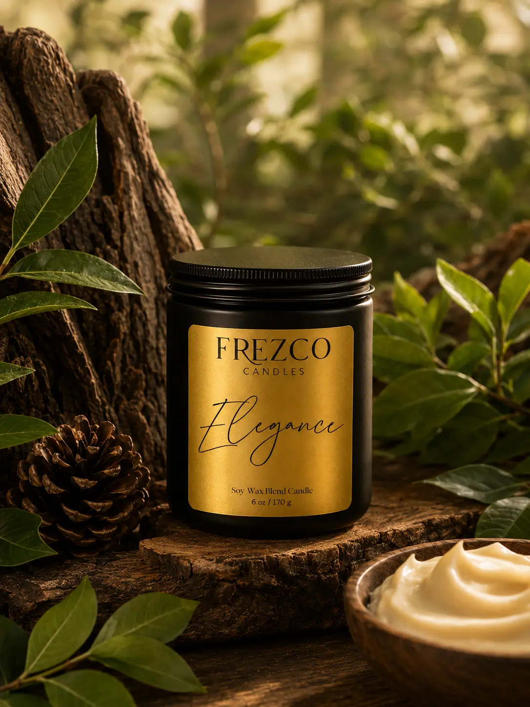 Gift Size Candle | Elegance – Mahogany & Lavender | Crackling Wood Wick | Coconut Soy Beeswax Blend