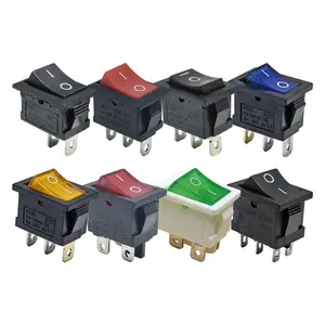 5pcs KCD1 Switch Series 15mm x 21mm 2/3/4/6 Pin Boat Car Rocker Position Power Switches Panel Mount Black Red Green 6A/250V 10A/125V AC