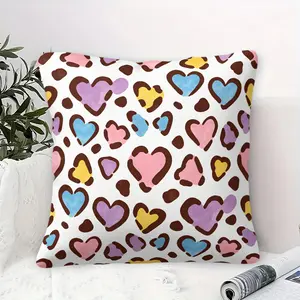 Macaron Color Heart Leopard Throw Pillow, Dopamine Aesthetic, Full Support for Waist & Neck, Great for Students & Renters, Creates Cute Girly Space, Including Pillow Core